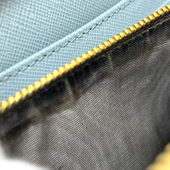 PRADA 1M0506 logo Zip Around Long Wallet saffiano leather blue/GoldHardware - Picture 13 of 15